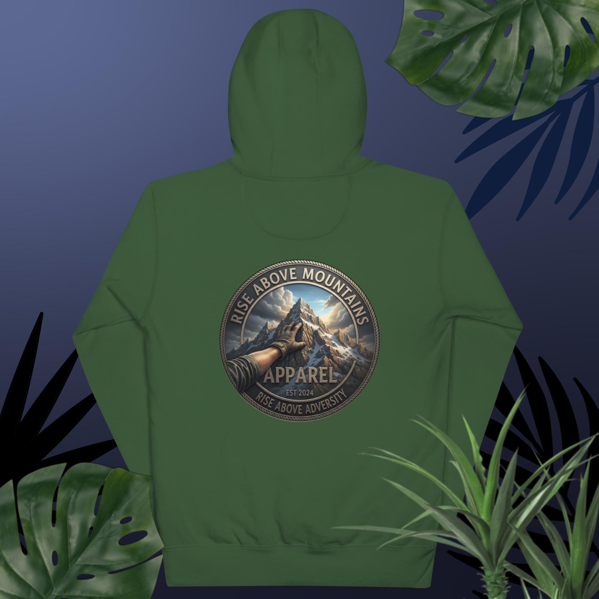 Unisex "Rise above adversity" Hoodie - Rise Above Mountains LLC