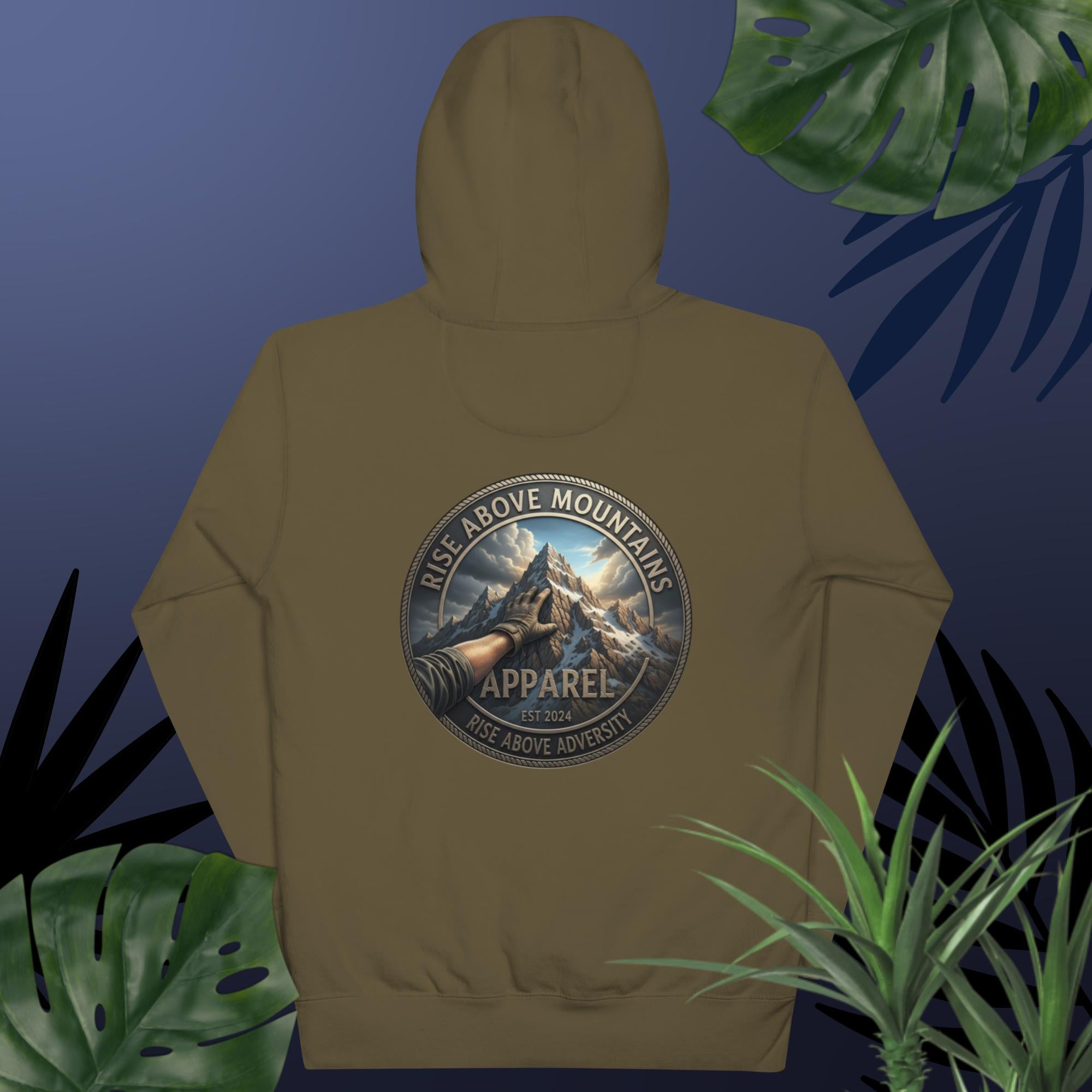 Unisex "Rise above adversity" Hoodie - Rise Above Mountains LLC