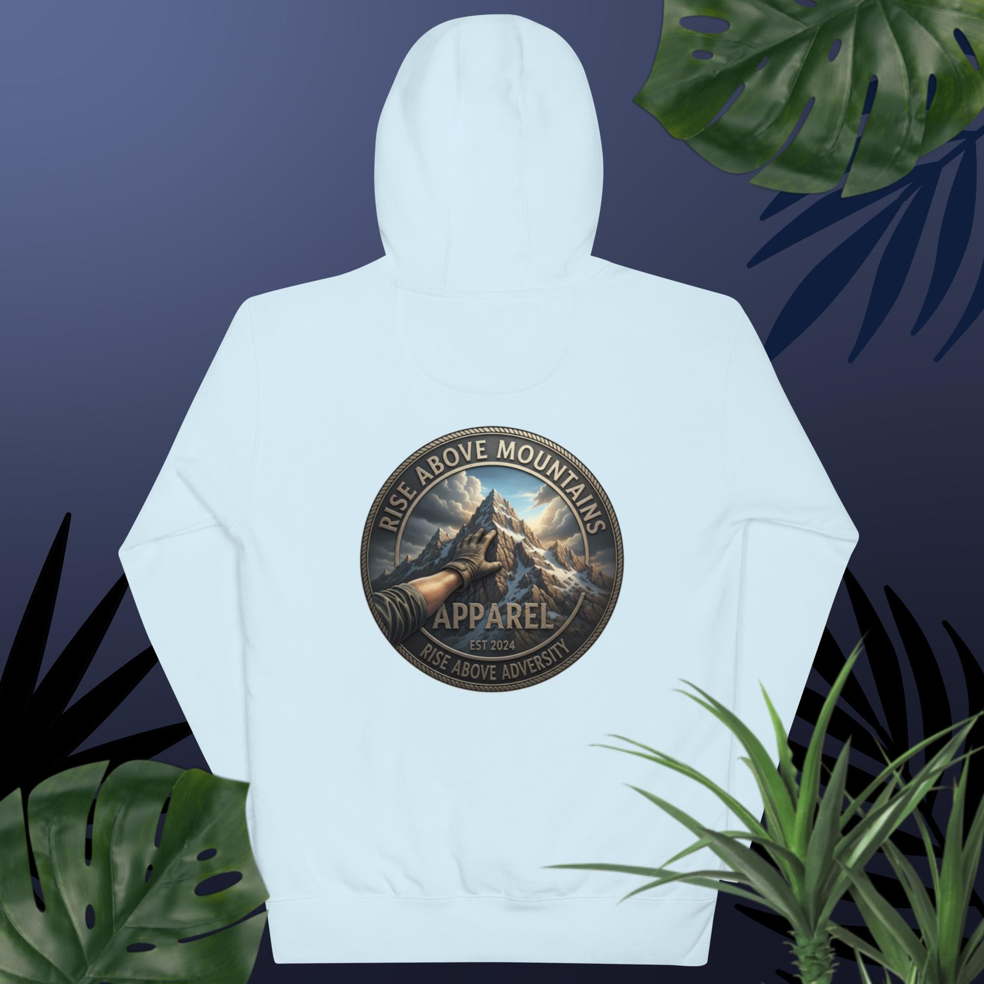 Unisex "Rise above adversity" Hoodie - Rise Above Mountains LLC