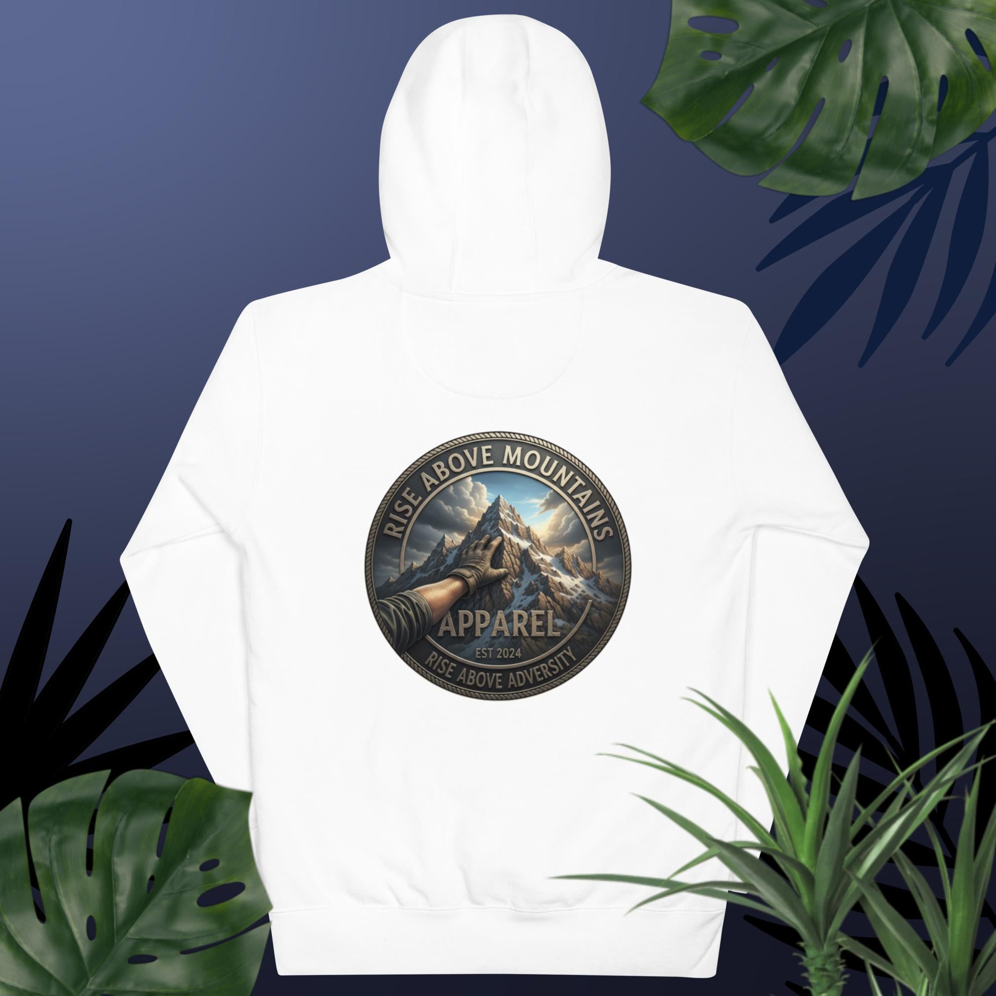 Unisex "Rise above adversity" Hoodie - Rise Above Mountains LLC