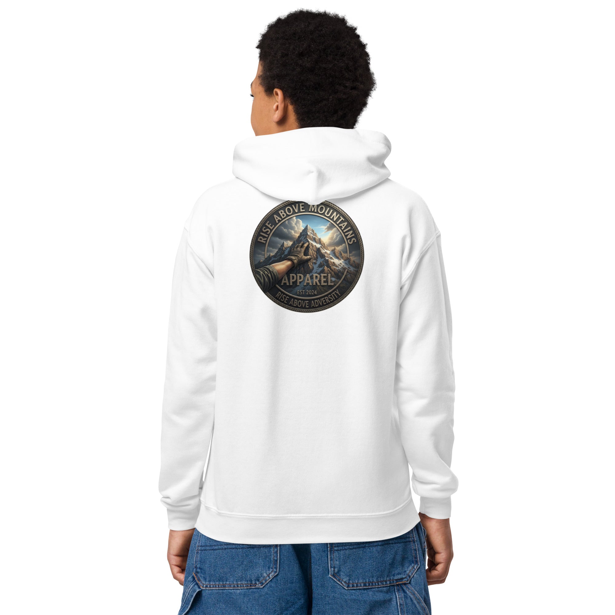Youth "Rise above adversity" hoodie - Rise Above Mountains LLC