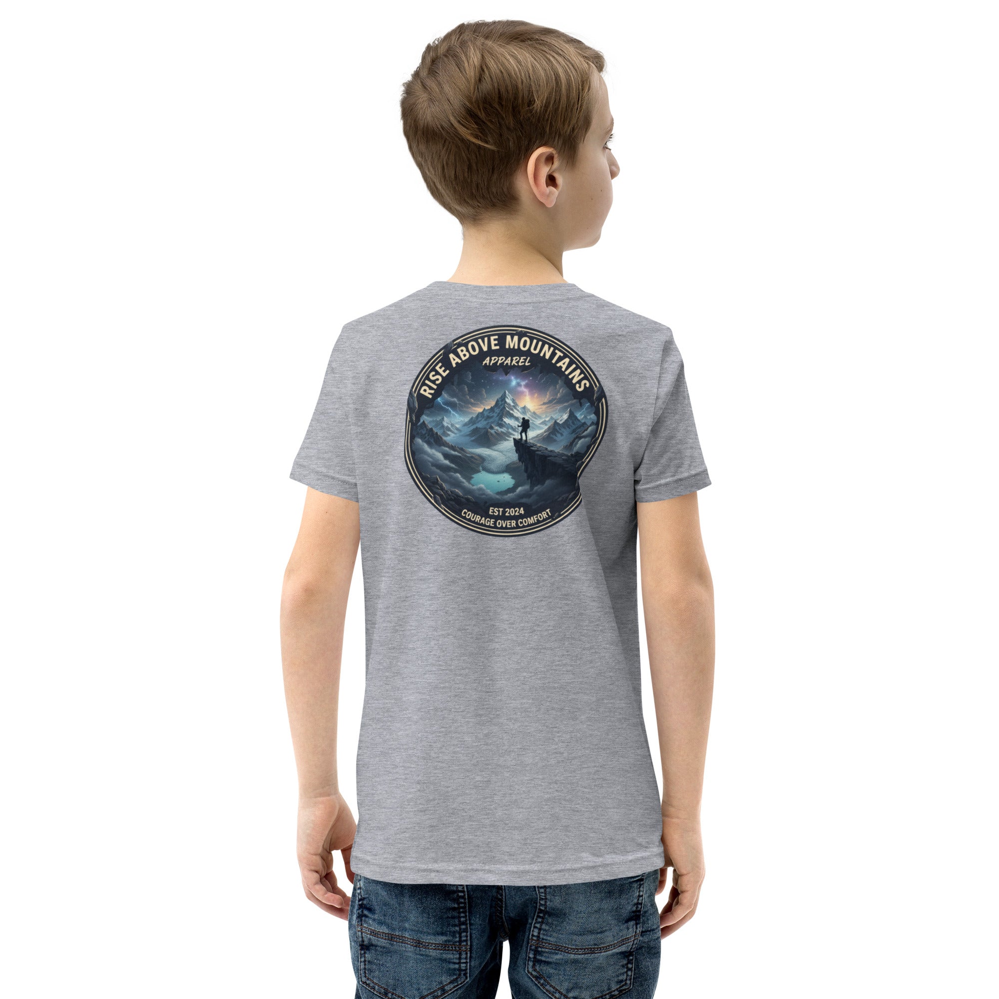 Youth "Courage over comfort" T-Shirt - Rise Above Mountains LLC