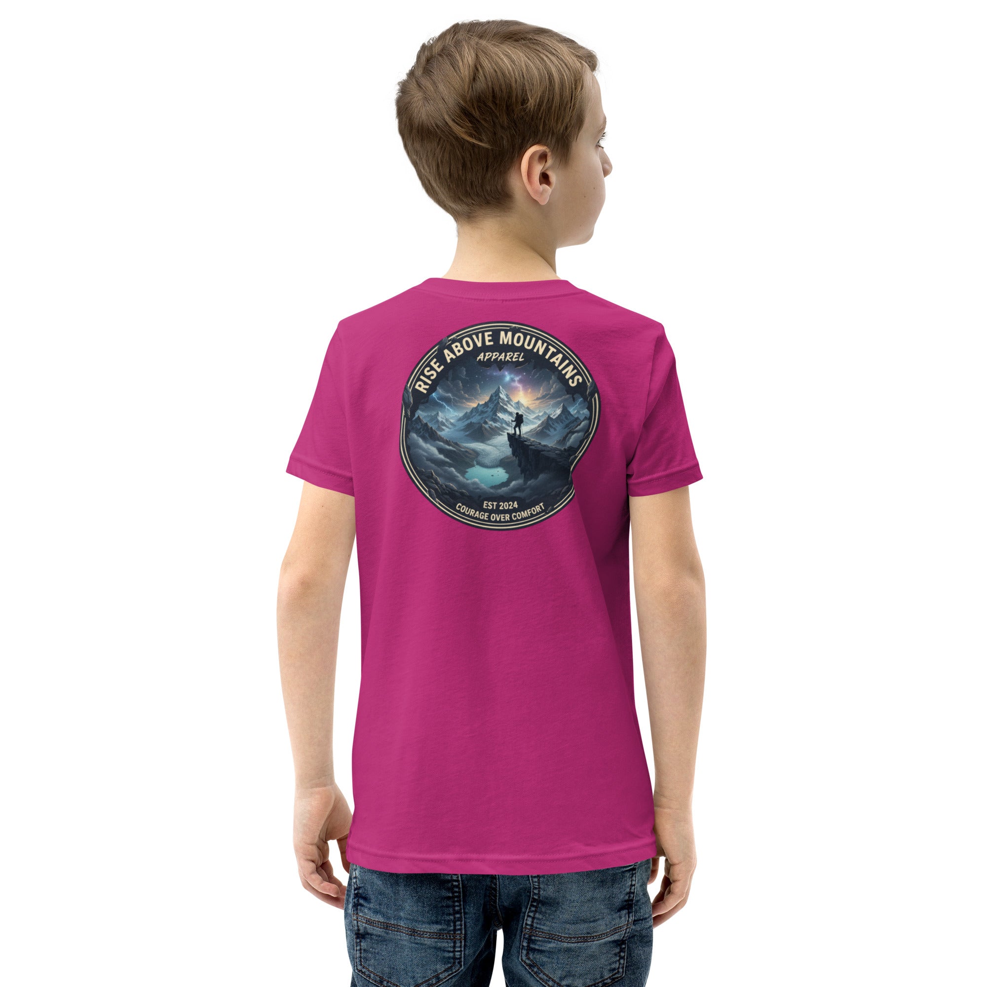 Youth "Courage over comfort" T-Shirt - Rise Above Mountains LLC