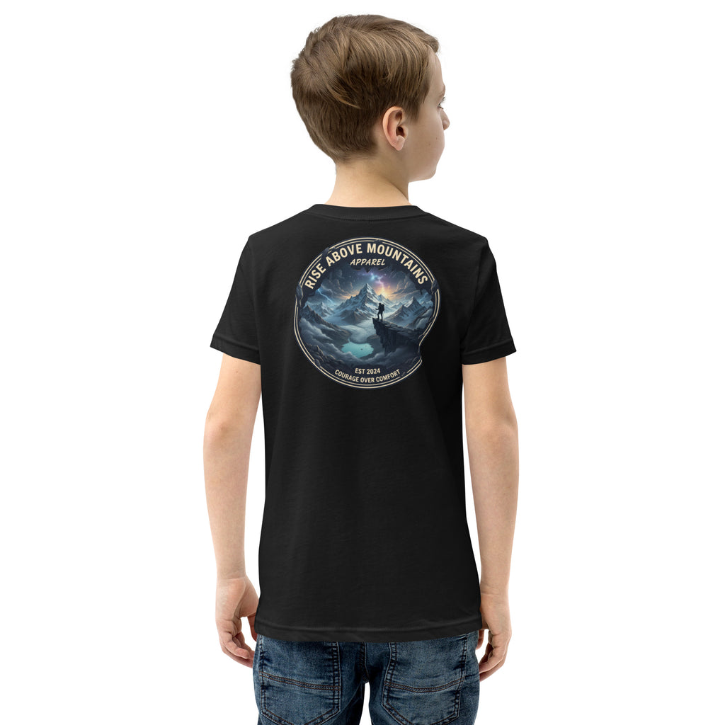 Youth "Courage over comfort" T-Shirt - Rise Above Mountains LLC