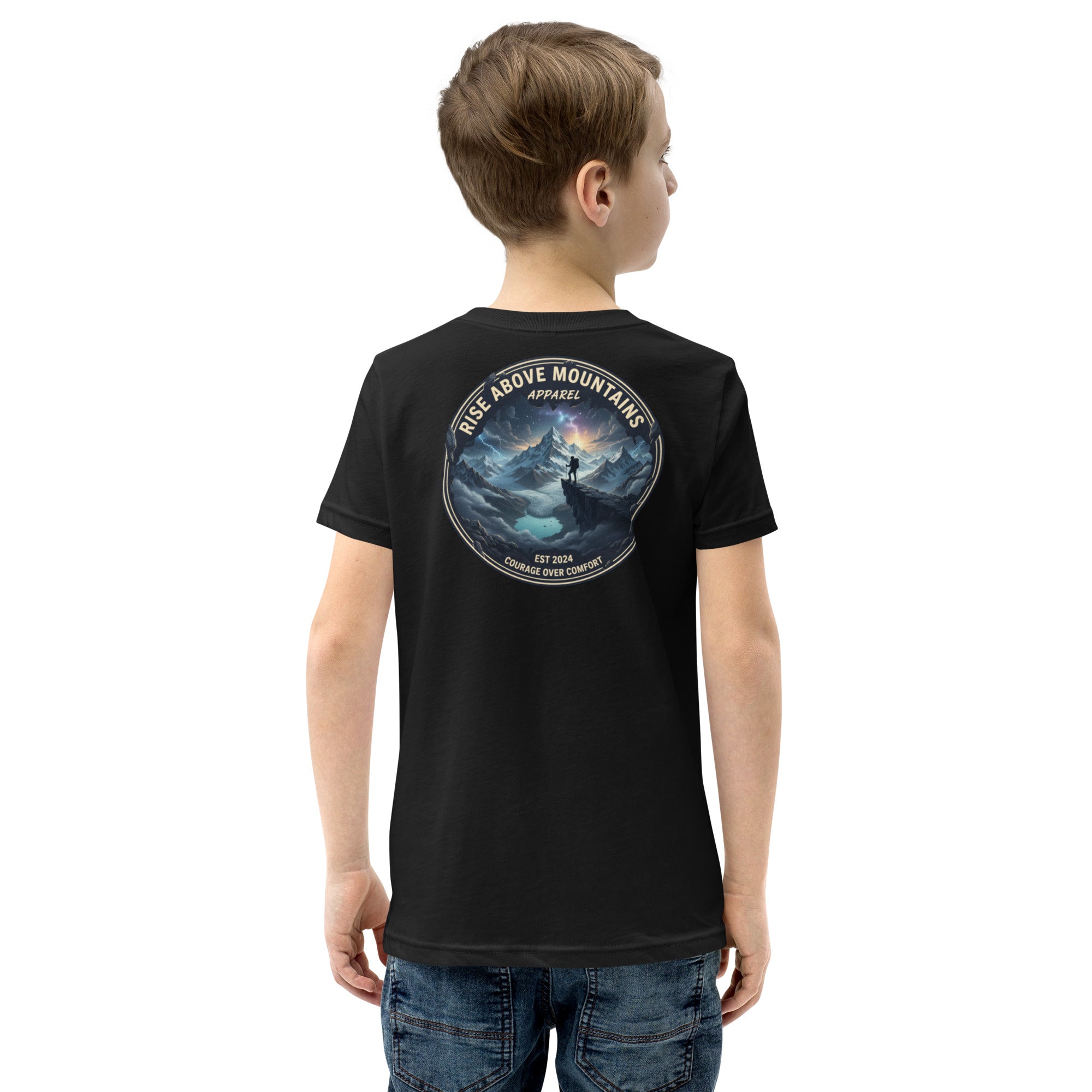 Youth "Courage over comfort" T-Shirt - Rise Above Mountains LLC