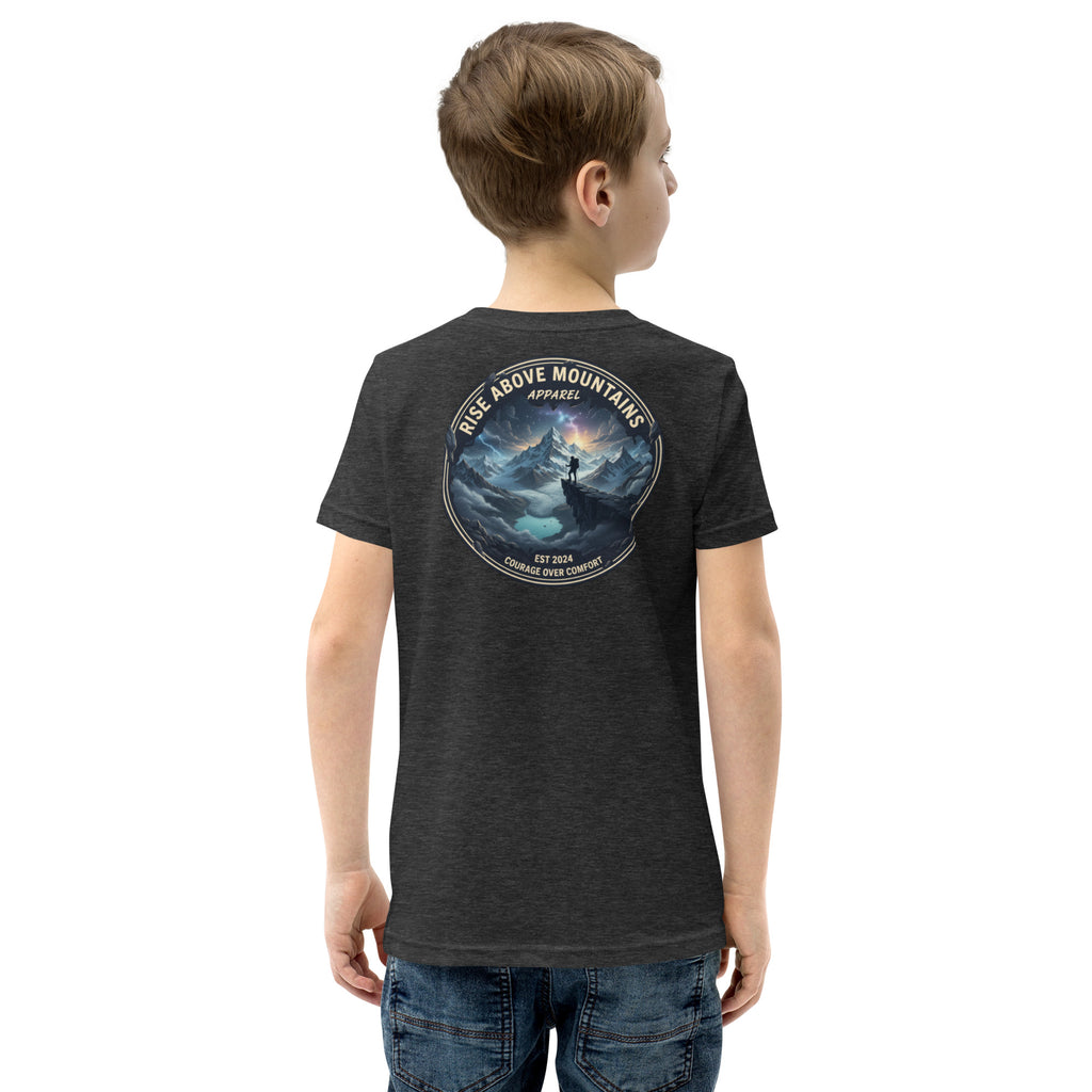 Youth "Courage over comfort" T-Shirt - Rise Above Mountains LLC