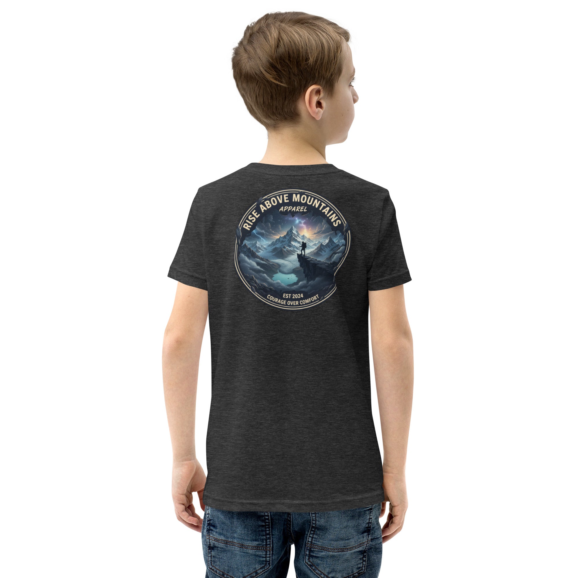 Youth "Courage over comfort" T-Shirt - Rise Above Mountains LLC