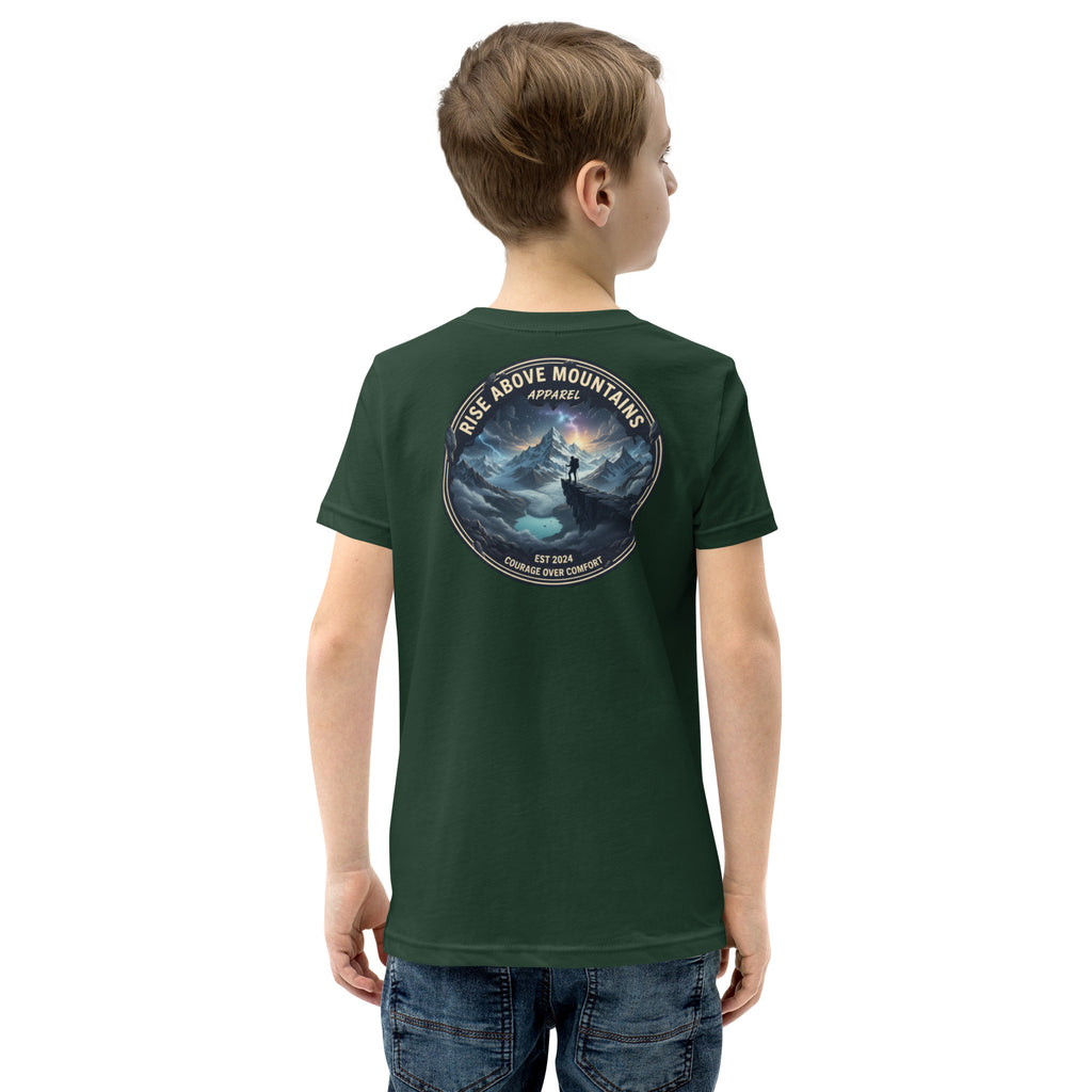 Youth "Courage over comfort" T-Shirt - Rise Above Mountains LLC