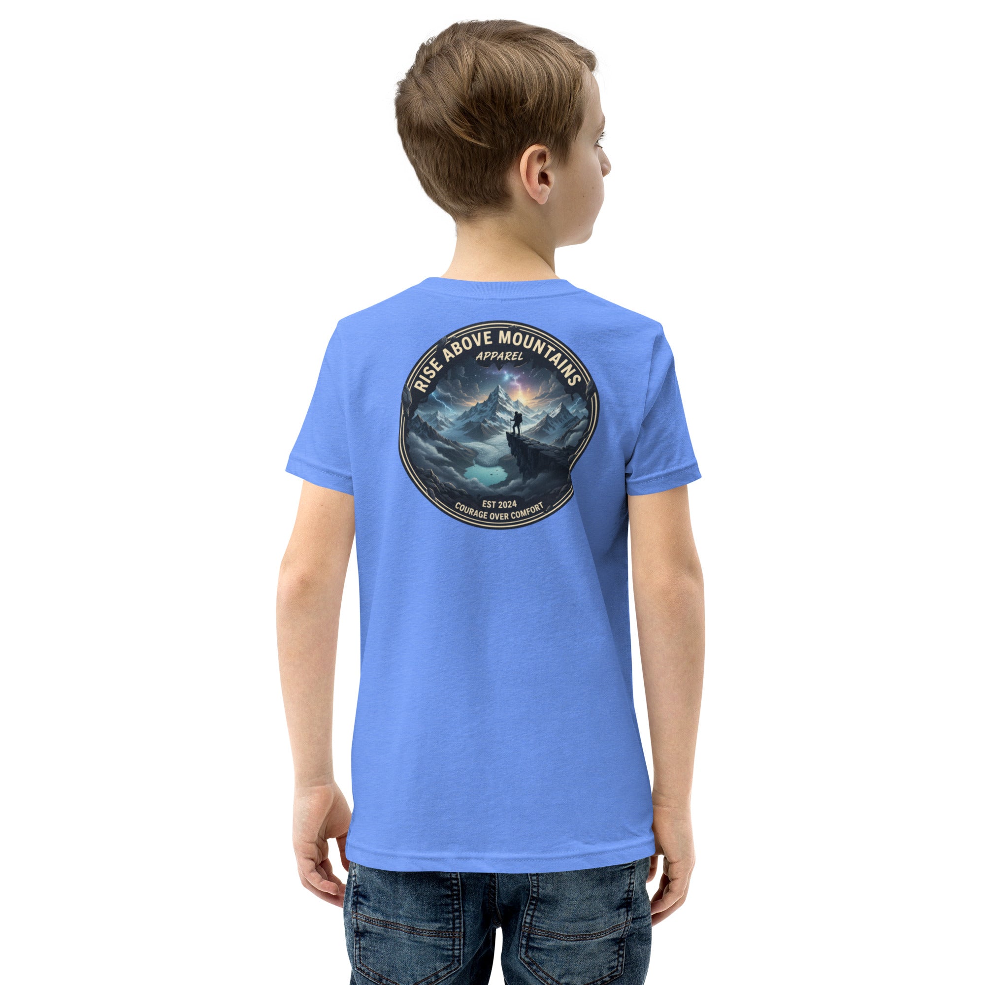 Youth "Courage over comfort" T-Shirt - Rise Above Mountains LLC
