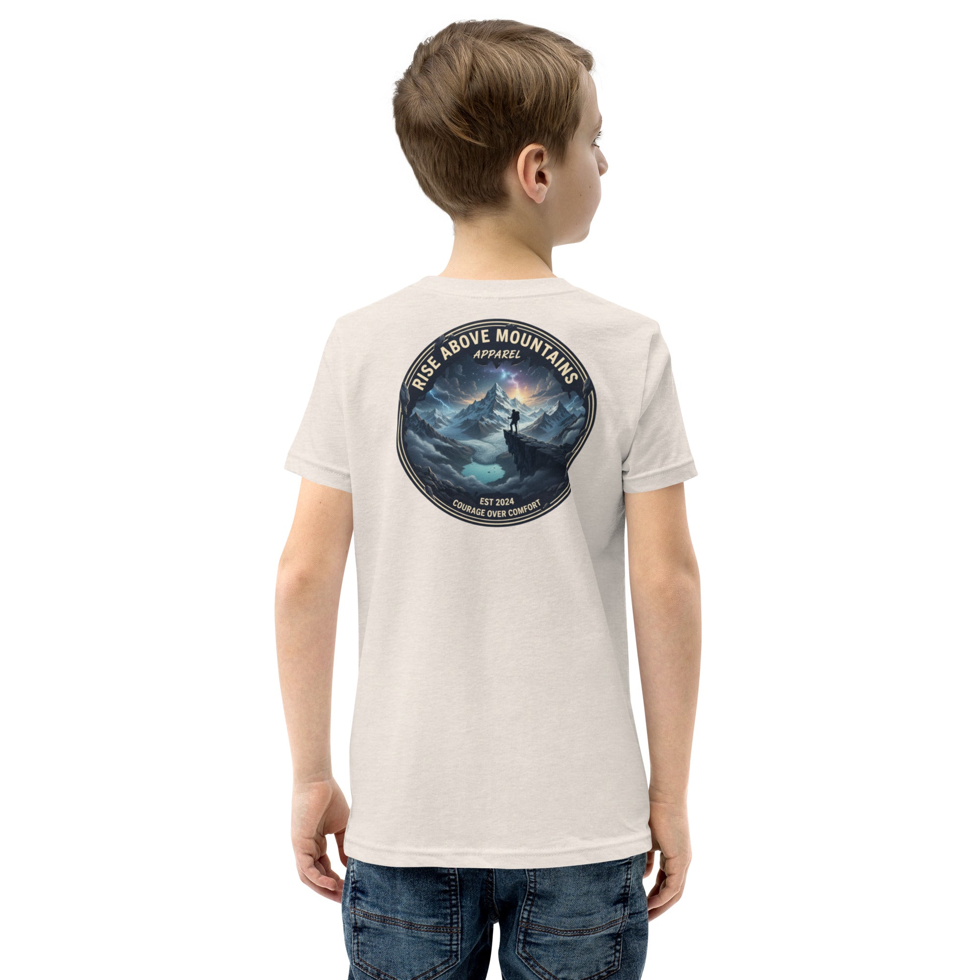 Youth "Courage over comfort" T-Shirt - Rise Above Mountains LLC