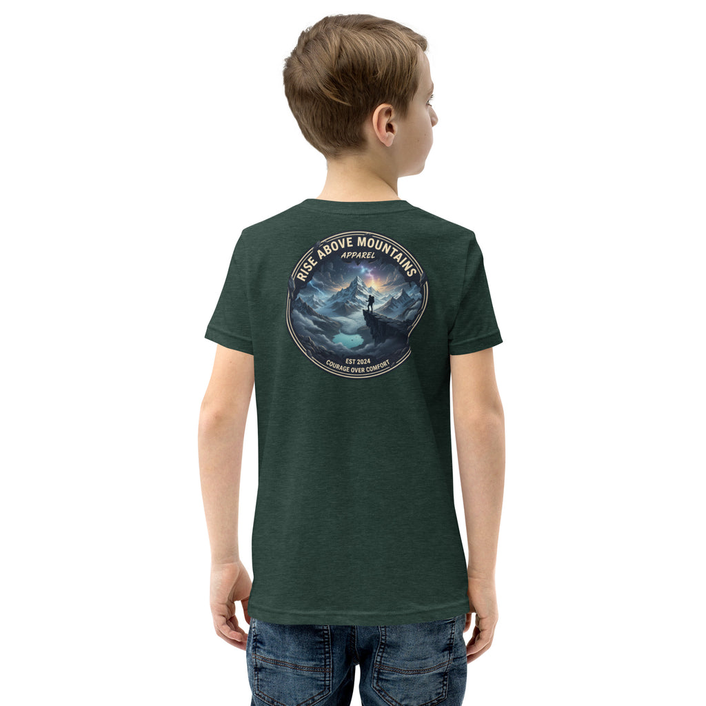 Youth "Courage over comfort" T-Shirt - Rise Above Mountains LLC