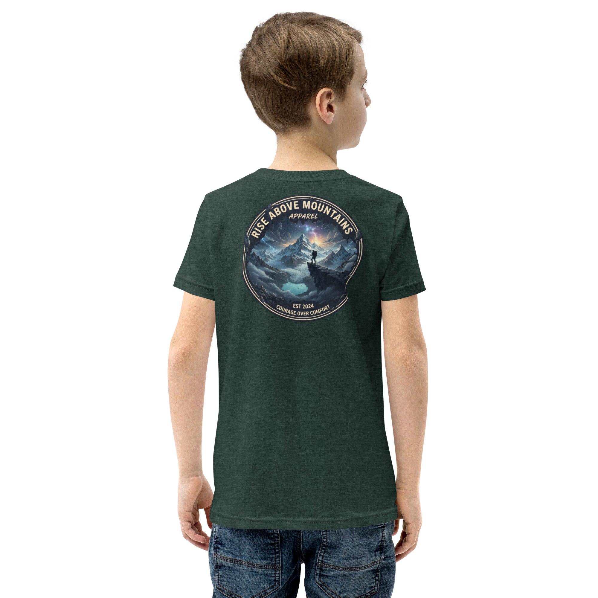 Youth "Courage over comfort" T-Shirt - Rise Above Mountains LLC