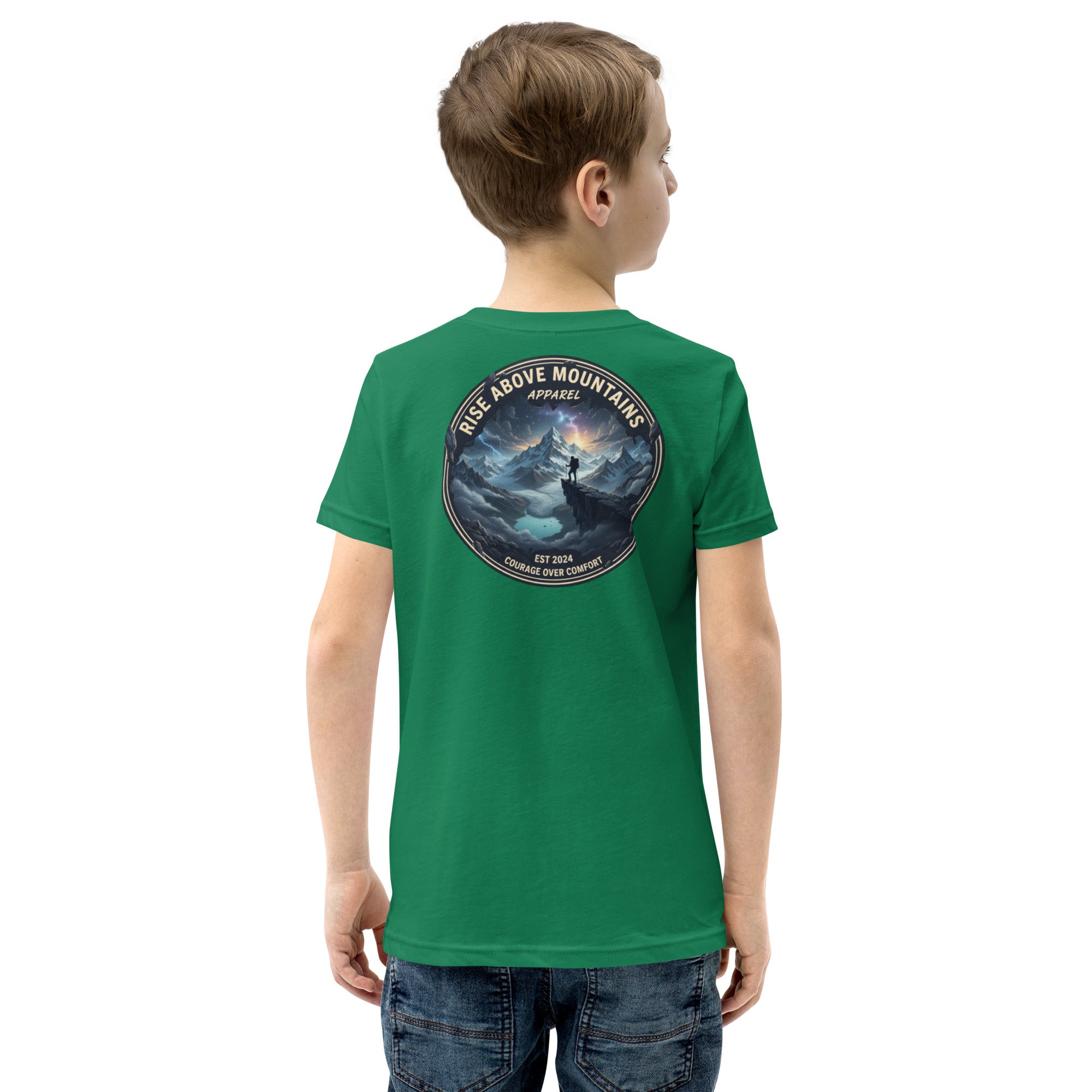 Youth "Courage over comfort" T-Shirt - Rise Above Mountains LLC