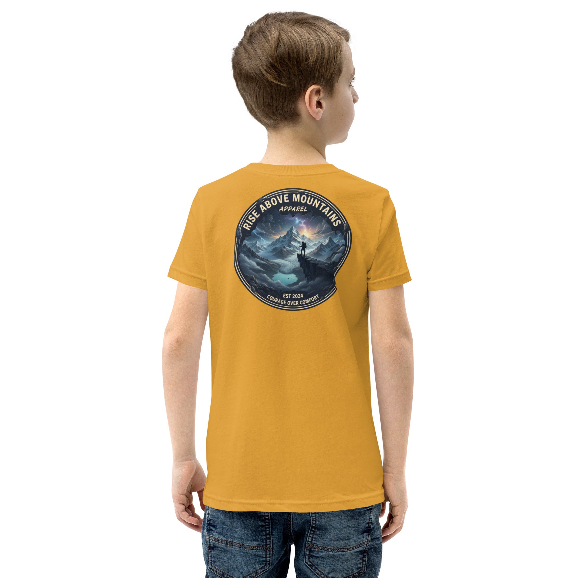 Youth "Courage over comfort" T-Shirt - Rise Above Mountains LLC