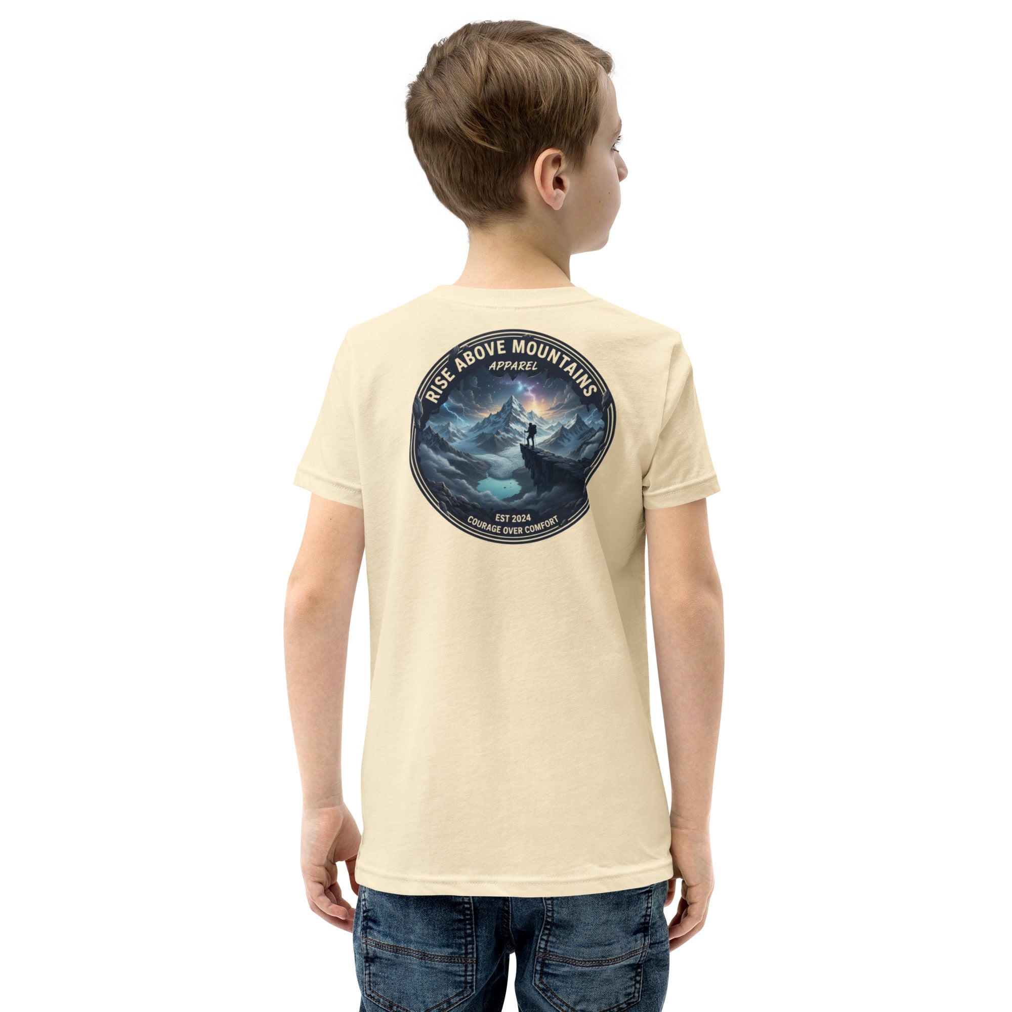 Youth "Courage over comfort" T-Shirt - Rise Above Mountains LLC