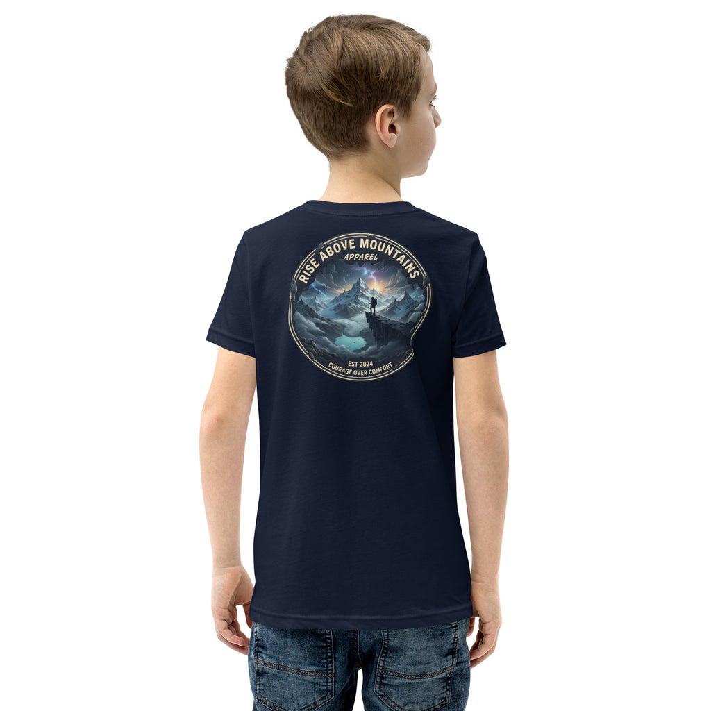 Youth "Courage over comfort" T-Shirt - Rise Above Mountains LLC