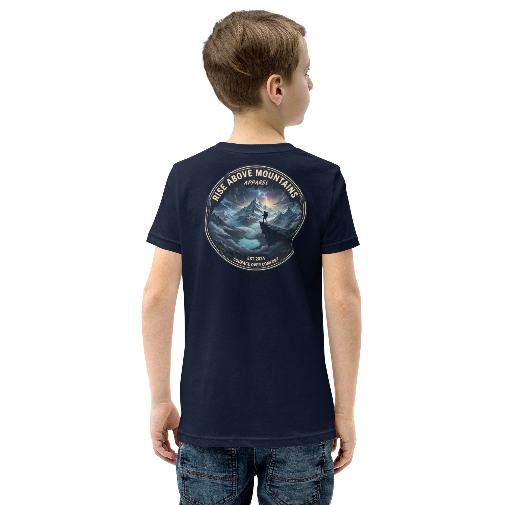Youth "Courage over comfort" T-Shirt - Rise Above Mountains LLC