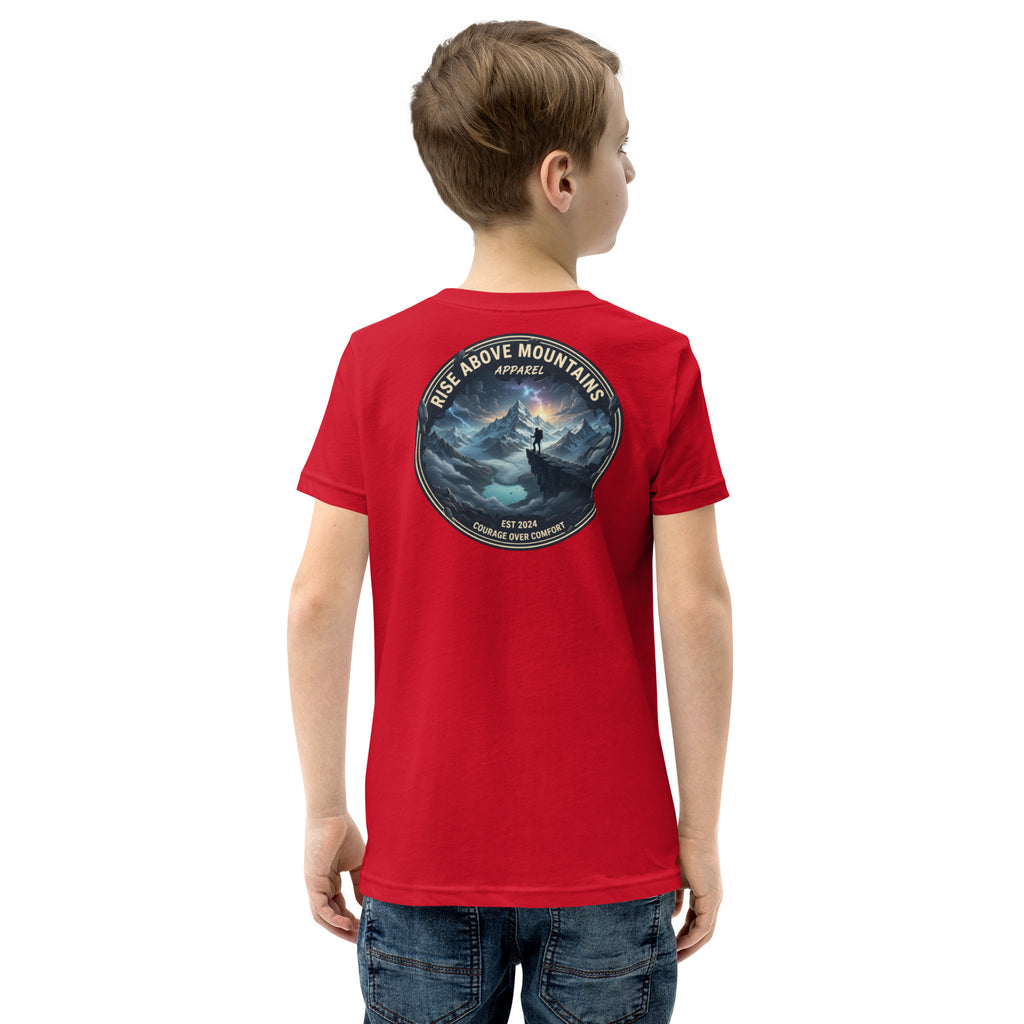 Youth "Courage over comfort" T-Shirt - Rise Above Mountains LLC