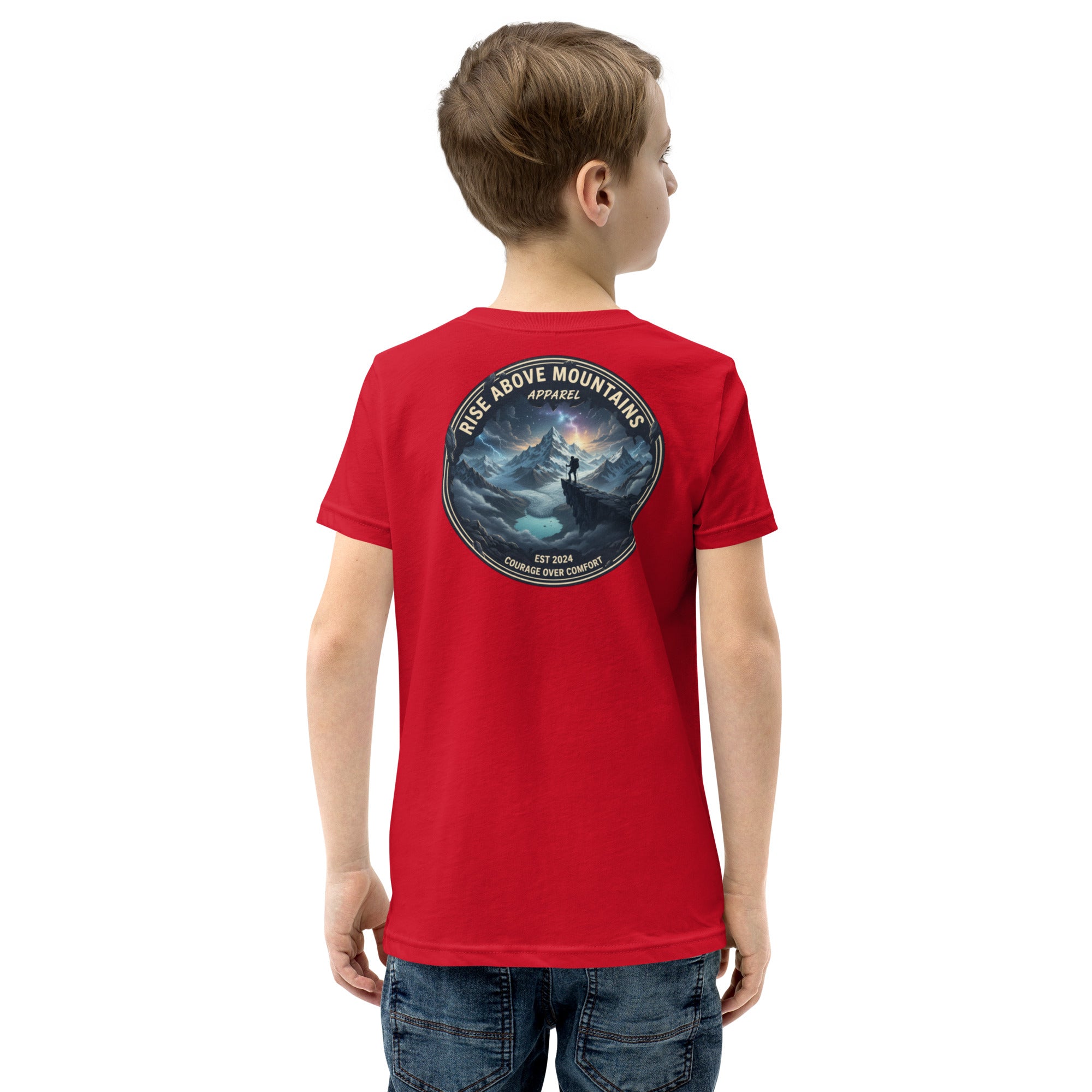 Youth "Courage over comfort" T-Shirt - Rise Above Mountains LLC