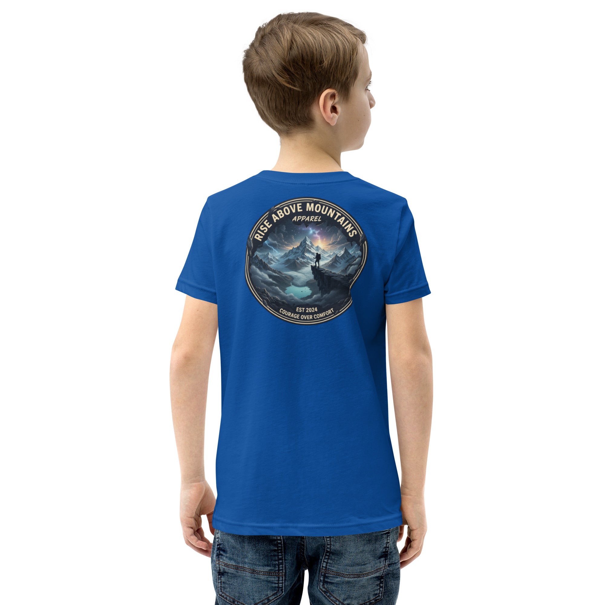 Youth "Courage over comfort" T-Shirt - Rise Above Mountains LLC