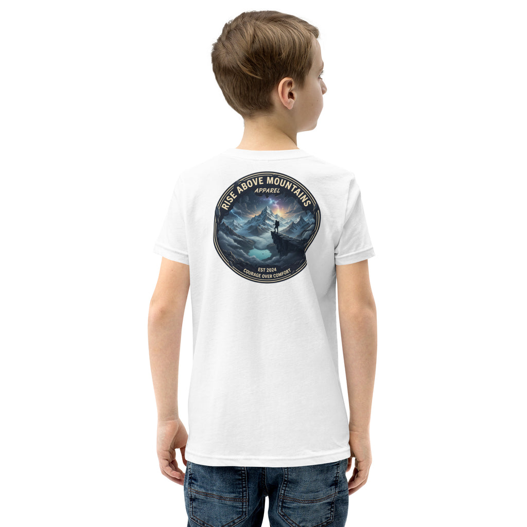 Youth "Courage over comfort" T-Shirt - Rise Above Mountains LLC