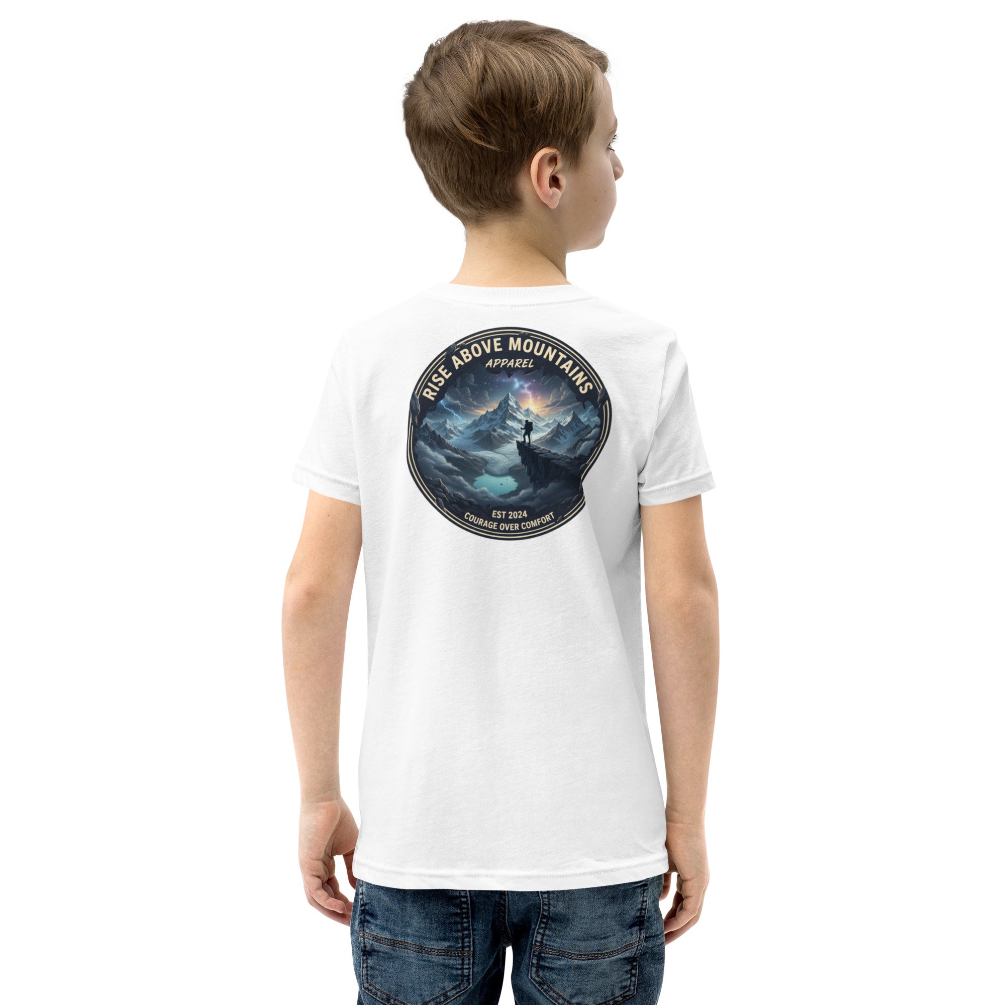 Youth "Courage over comfort" T-Shirt - Rise Above Mountains LLC